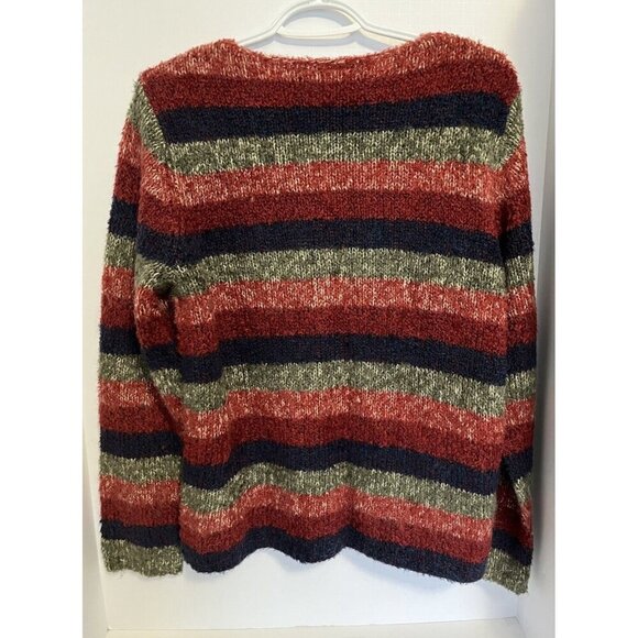 C C Hughes Sweater Women's Medium Button Front Cardigan Striped Mohair Blend - Picture 4 of 11